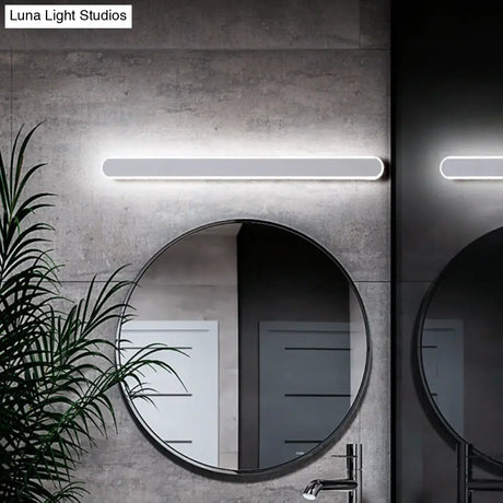Minimalist Led Vanity Mirror Light - Oblong Flush Wall Sconce In Warm/White 16/23.5/31.5 Inch Length