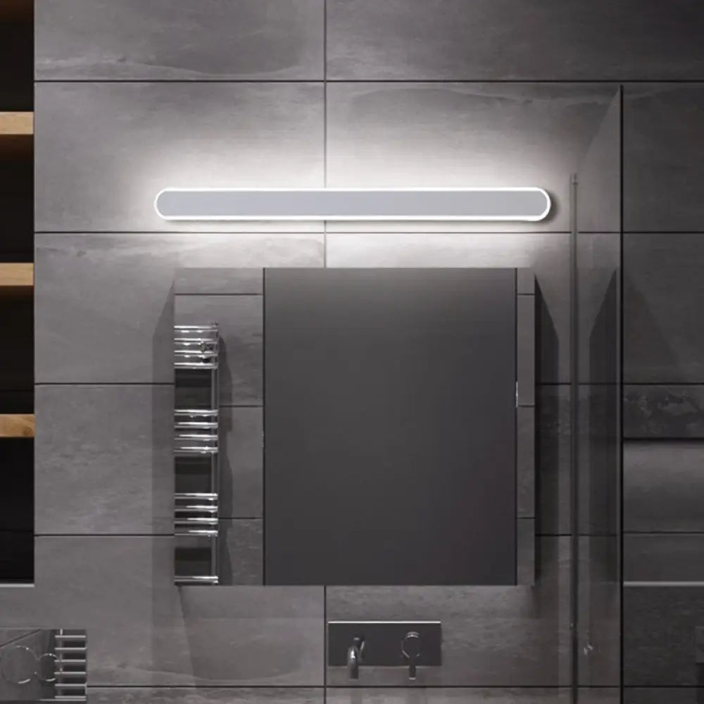 Minimalist Led Vanity Mirror Light - Oblong Flush Wall Sconce In Warm/White 16/23.5/31.5 Inch Length
