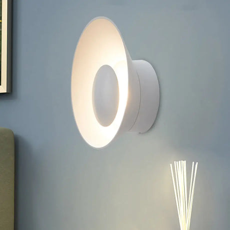 Minimalist Led Wall Lamp: White/Black/Pink Finish Bowl Sconce Light For Drawing Room White