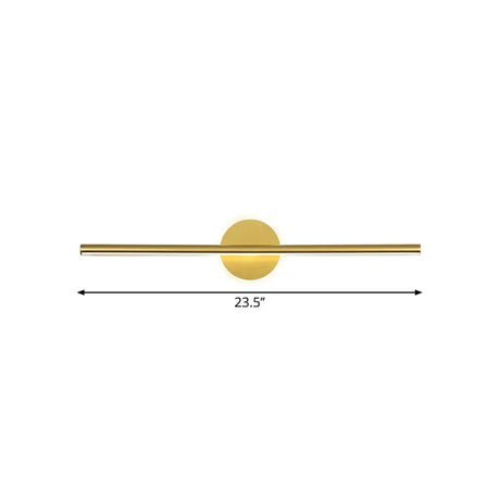 Minimalist Led Wall Sconce In Gold - Metal Linear & Round Vanity Light 16/23.5/31.5 Wide