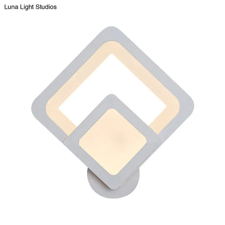 Minimalist Led Wall Sconce Light With Acrylic Shade - White Square/Oval Mounted Lamp Warm/White