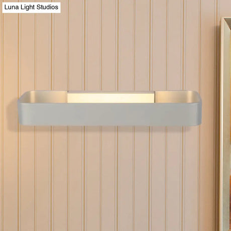 Minimalist Led Wall Sconce: Rectangular Aluminum Fixture 12/16 Diameter Black/White