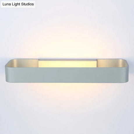 Minimalist Led Wall Sconce: Rectangular Aluminum Fixture 12/16 Diameter Black/White
