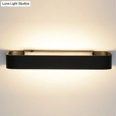 Minimalist Led Wall Sconce: Rectangular Aluminum Fixture 12/16 Diameter Black/White