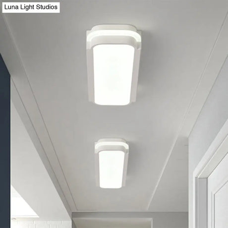 Minimalist Led White Flush Mount Light Fixture In White/Warm Rectangle Metal Multiple Sizes
