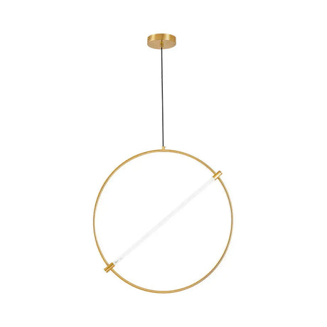Minimalist Gold Circle Hanging Light - 1 Head Suspended Lighting Fixture 16/23.5 Wide