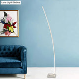 Minimalist Metal Curved Linear Led Floor Light With Foot Switch - Black/White/Gold Stand Up Lamp