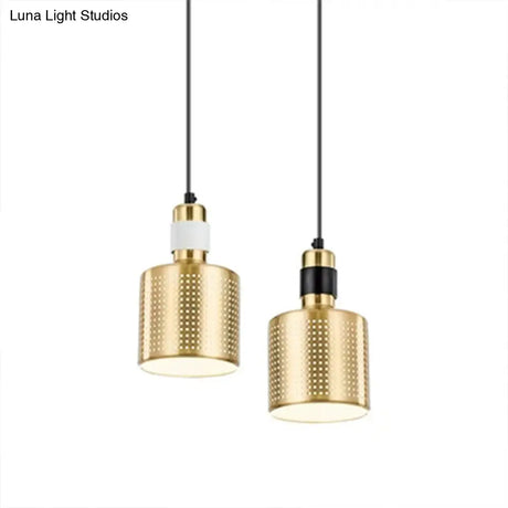 Minimalist Metal Cylinder Ceiling Light Pendant - 1 Head Drop For Bedside
