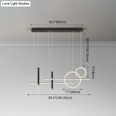 Minimalist Metal Dinner Suspension Lamp With Led Island Pendant And Spotlight
