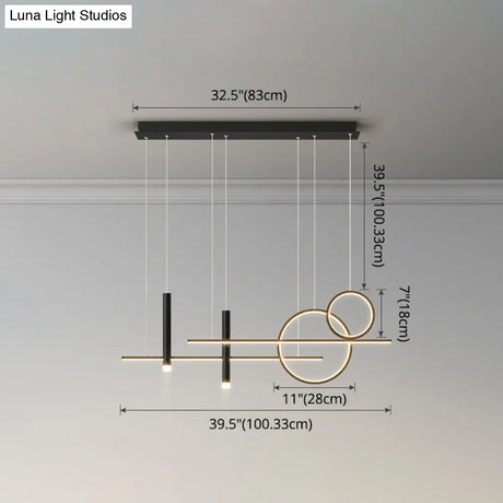 Minimalist Metal Dinner Suspension Lamp With Led Island Pendant And Spotlight