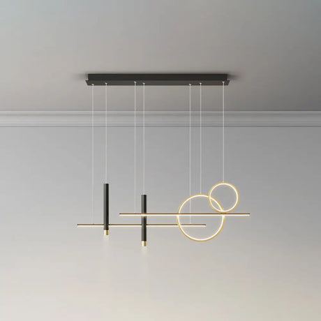 Minimalist Metal Dinner Suspension Lamp With Led Island Pendant And Spotlight Black-Gold / Third