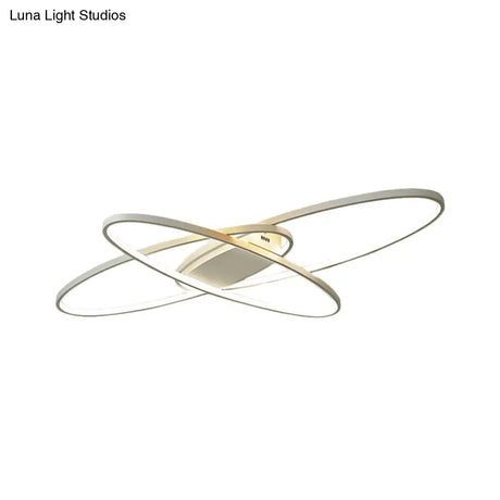Minimalist Metal Elliptical Flush Mount Led Ceiling Lamp In Warm/White Light (Black/White)