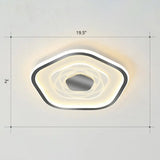 Minimalist Metal Led Flush Ceiling Light - Pentagonal Bedroom Fixture Black / 19.5’ Remote