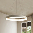 Minimalist Metal Led Ring Hanging Chandelier - White/Black Finish White/Warm Light 16/23.5/31.5 Dia