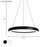 Minimalist Metal Led Ring Hanging Chandelier - White/Black Finish White/Warm Light 16/23.5/31.5 Dia