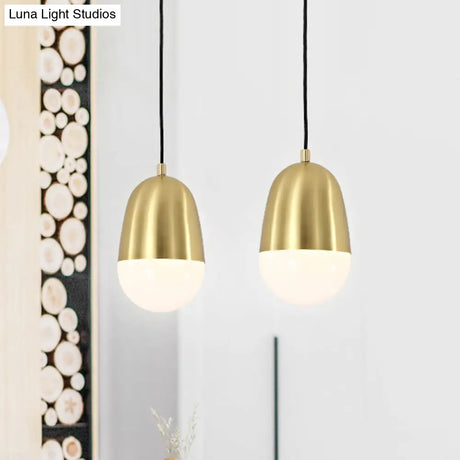 Minimalist Metal Pill Pendant Ceiling Light for Bedroom Brass Finish Brass