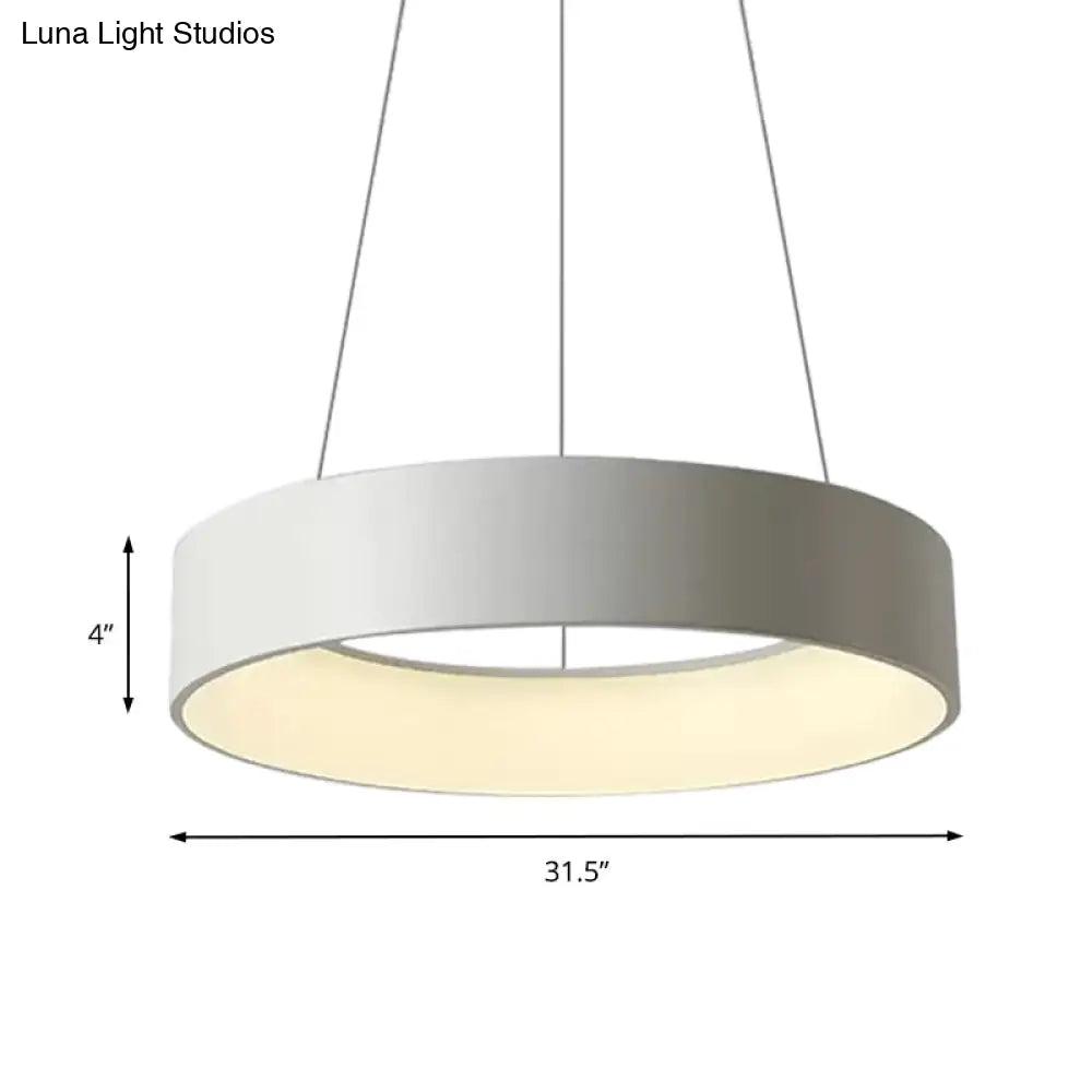 Minimalist Metal Ring Integrated Led Pendant Light - 3 Size & Color Options For Dining Room