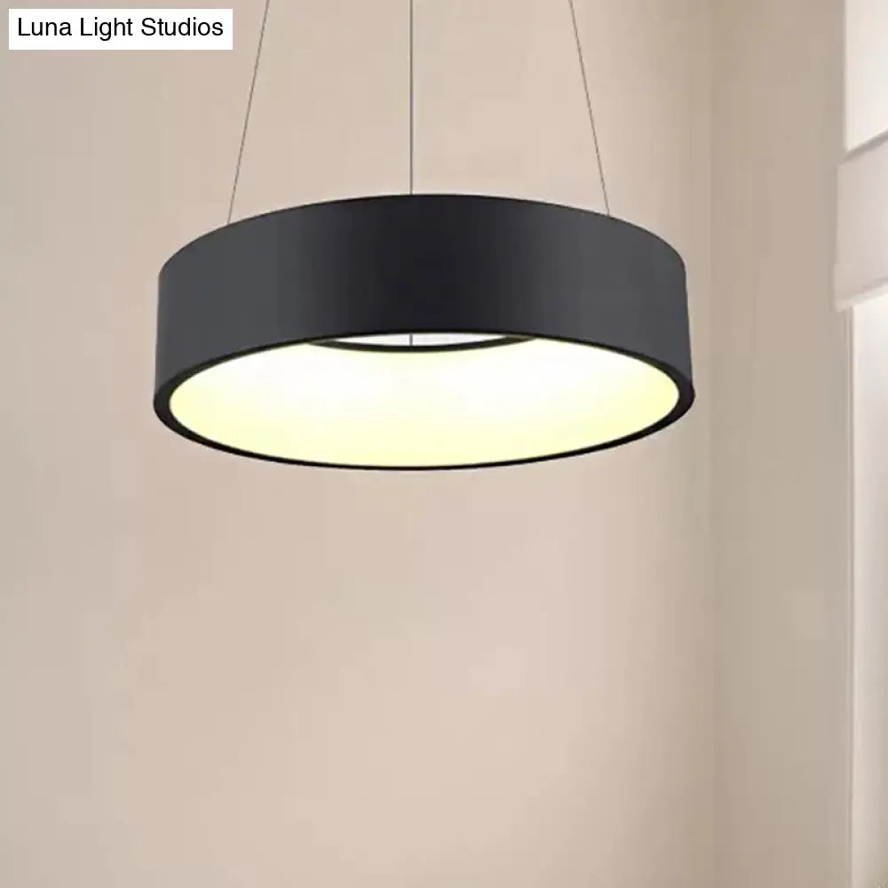 Minimalist Metal Ring Integrated Led Pendant Light - 3 Size & Color Options For Dining Room