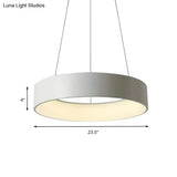 Minimalist Metal Ring Integrated Led Pendant Light - 3 Size & Color Options For Dining Room