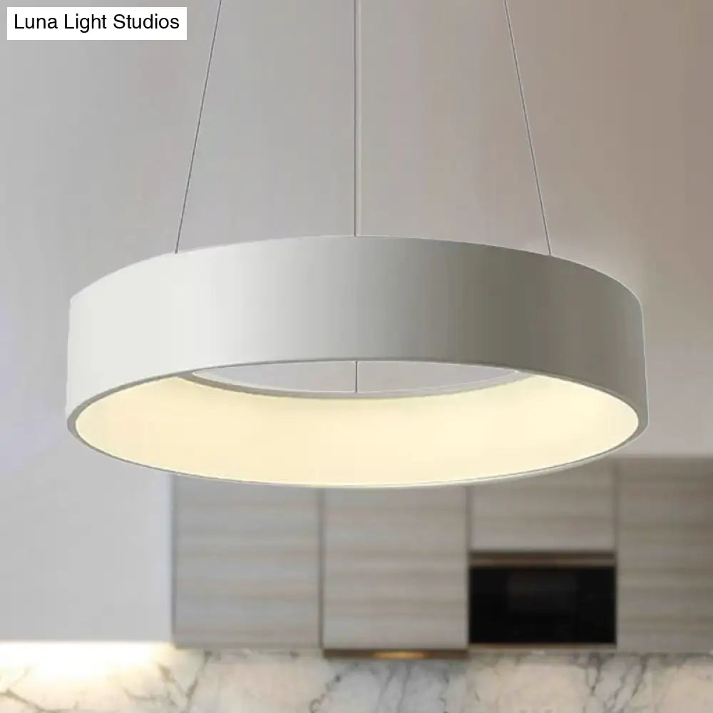 Minimalist Metal Ring Integrated Led Pendant Light - 3 Size & Color Options For Dining Room