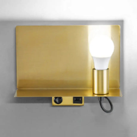 Minimalist Metal Wall Light With Supporter - Ideal For Study Gold