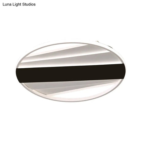 Minimalist Metallic Flush Mount Light Fixture In Warm/White Led 16’/19.5’ W