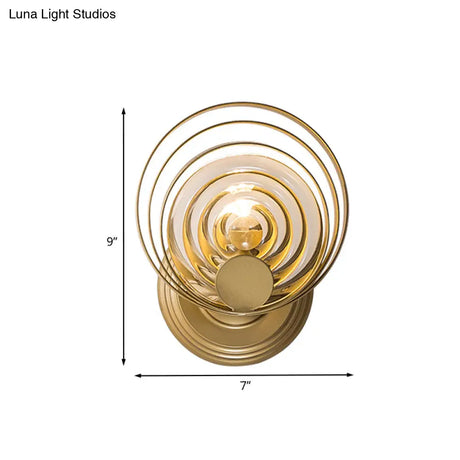 Minimalist Metallic Gold Swirling Wall Sconce - Elegant 1/2-Light Round Lighting Idea