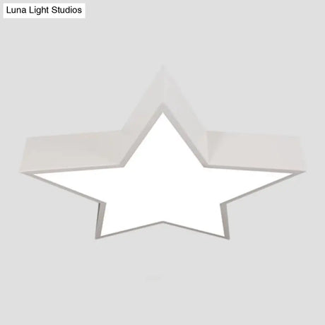 Minimalist Metallic Star Led Flush Ceiling Light For Nursery With Acrylic Shade White / Warm