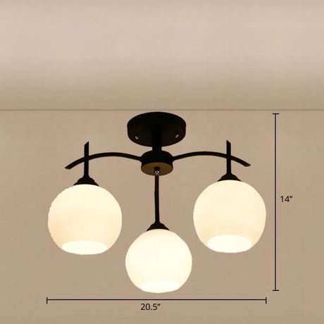 Minimalist Opal Glass Flush Light In Black For Living Room Ceiling 3 /