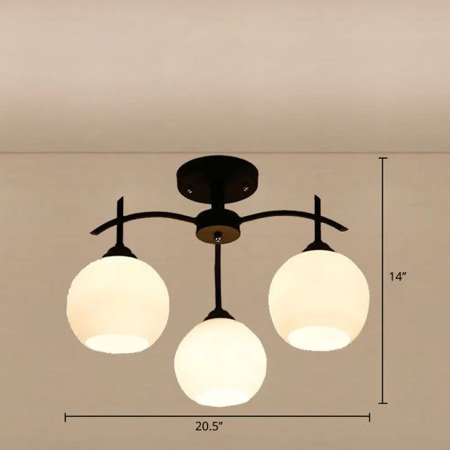 Minimalist Opal Glass Flush Light In Black For Living Room Ceiling 3 /