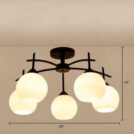 Minimalist Opal Glass Flush Light In Black For Living Room Ceiling 5 /