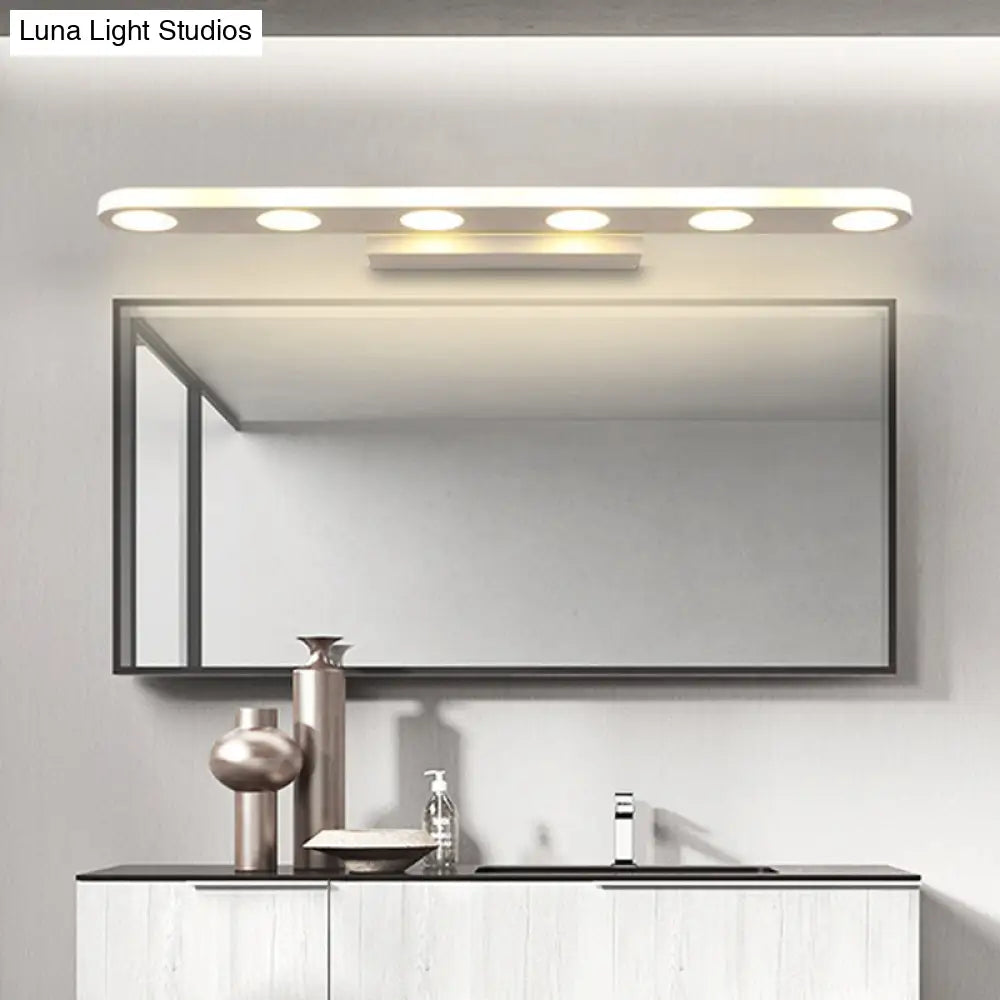 Minimalist Oval Acrylic Vanity Light With 4/6 Bulbs In Warm/White - 15/23 Length And White Finish