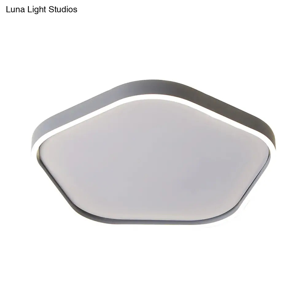 Minimalist Pentagon Ceiling Mounted Led Flushmount Light - Acrylic 16’/19.5’ Width Grey White/Warm