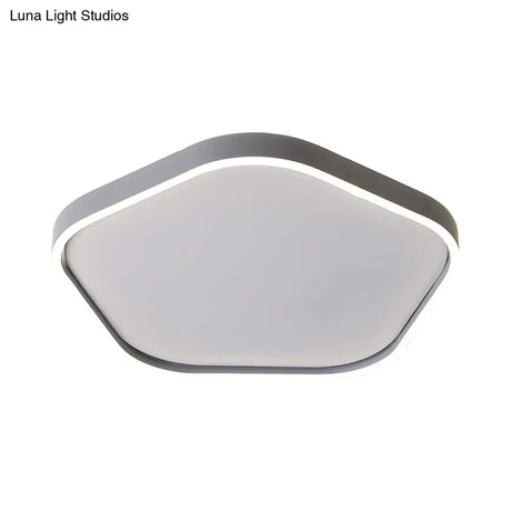 Minimalist Pentagon Ceiling Mounted Led Flushmount Light - Acrylic 16’/19.5’ Width Grey White/Warm