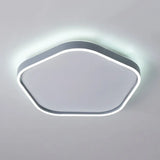 Minimalist Pentagon Ceiling Mounted Led Flushmount Light - Acrylic 16/19.5 Width Grey White/Warm