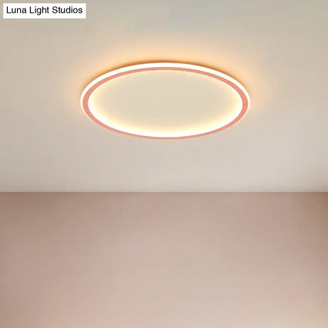 Minimalist Pink/Blue Led Flush Mount Ceiling Light For Bedroom