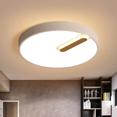 Minimalist Round Ceiling Light With Led & Remote - Black/White Acrylic 18’/21.5’ Wide