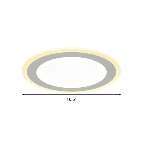 Minimalist Round Flush Mount Led Ceiling Light - Super Thin White Acrylic Warm/White 16/20.5
