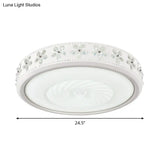 Minimalist Round Metal Ceiling Fixture - Led Flush Mount Lamp With Crystal Deco Warm/White Light