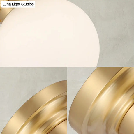 Minimalist Semi - Flushmount Brass/Black Close To Ceiling Light With Frosted Globe Glass Shade