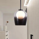 Minimalist Smoke Gray Glass Dome Pendant Led Suspension Lamp - Bedroom Lighting Fixture