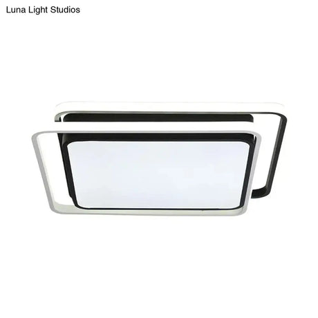 Minimalist Square Acrylic Led Ceiling Flush Mount Light Fixture In Black/White - Warm/White/3 Color