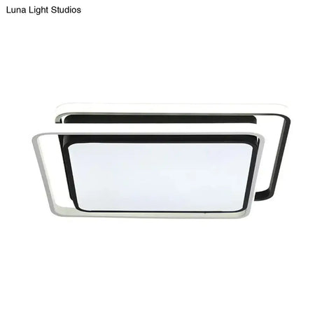 Minimalist Square Acrylic Led Ceiling Flush Mount Light Fixture In Black/White - Warm/White/3 Color