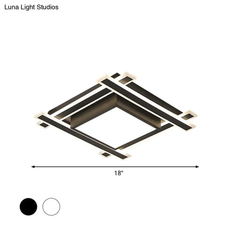 Minimalist Square Flush Pendant Light - 18’/23.5’ Width Led Acrylic Ceiling Fixture In