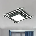 Minimalist Square Flush Pendant Light - 18’/23.5’ Width Led Acrylic Ceiling Fixture In