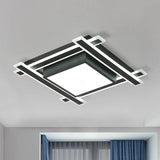 Minimalist Square Flush Pendant Light - 18’/23.5’ Width Led Acrylic Ceiling Fixture In