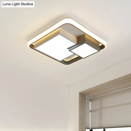Minimalist Square Led Ceiling Light In Warm/White For Bedroom