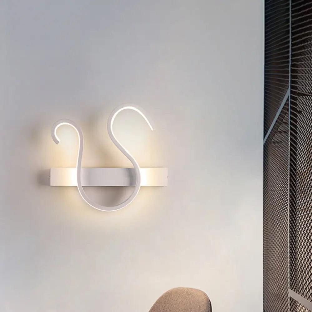 Minimalist Swirl Led Wall Light Fixture For Living Room In Warm/White White / Warm