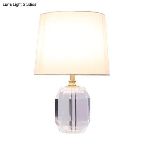 Minimalist Tapered Crystal Night Table Lamp White 18/21 Long