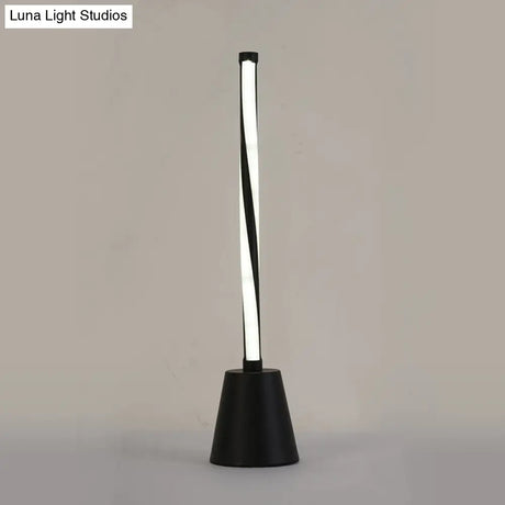 Minimalist Tubular Led Nightstand Lamp - White/Black With Acrylic Shade White/Warm Light
